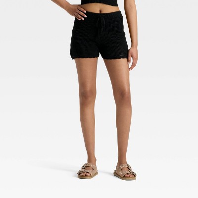Women's Mid-Rise Openwork Pull-On Shorts - Universal Thread™