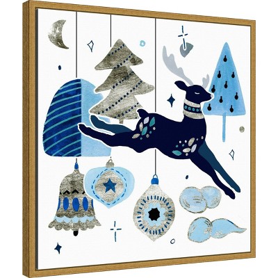 Amanti Art 22"x22" Goodnight Reindeer I by Melissa Wang Framed Canvas Wall Art Print