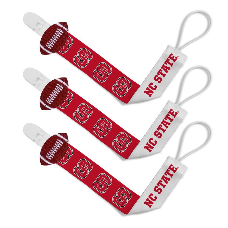 BabyFanatic Officially Licensed Unisex Baby Pacifier Clip 3-Pack NCAA NC State Wolfpack, 1 of 4