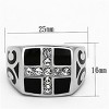 Slickblue Cross Design Stainless Steel Ring with Clear Synthetic Crystal, Perfect for Men, size 8-13 - 2 of 4