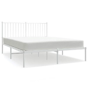 vidaXL White Metal Full Bed Frame with Headboard, Under-Bed Storage, Heavy-Duty, No Mattress - 1 of 4