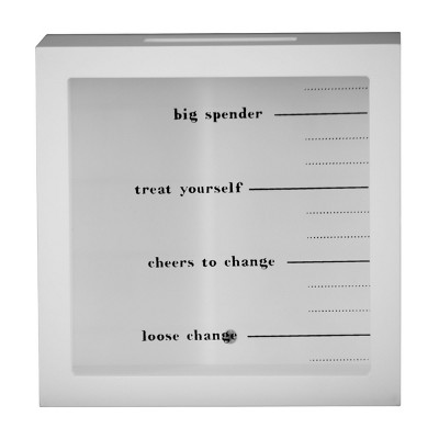 "Stage of Saving" White Wooden Piggy Bank - Foreside Home & Garden