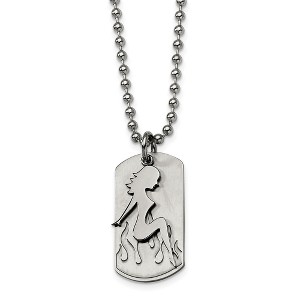 Black Bow Jewelry Men's Stainless Steel Lady Dog Tag Necklace - 1 of 4