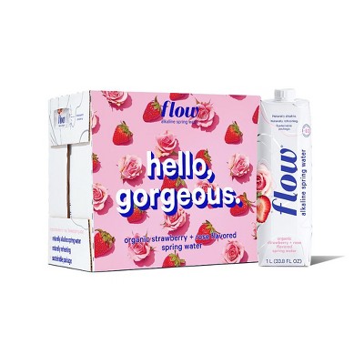 Flow Alkaline Spring Water | 12 pack of 1L - Strawberry + Rose