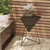 JIONJOY Contemporary Triangle Side Table with Wood Top & Metal Base - 2 of 4