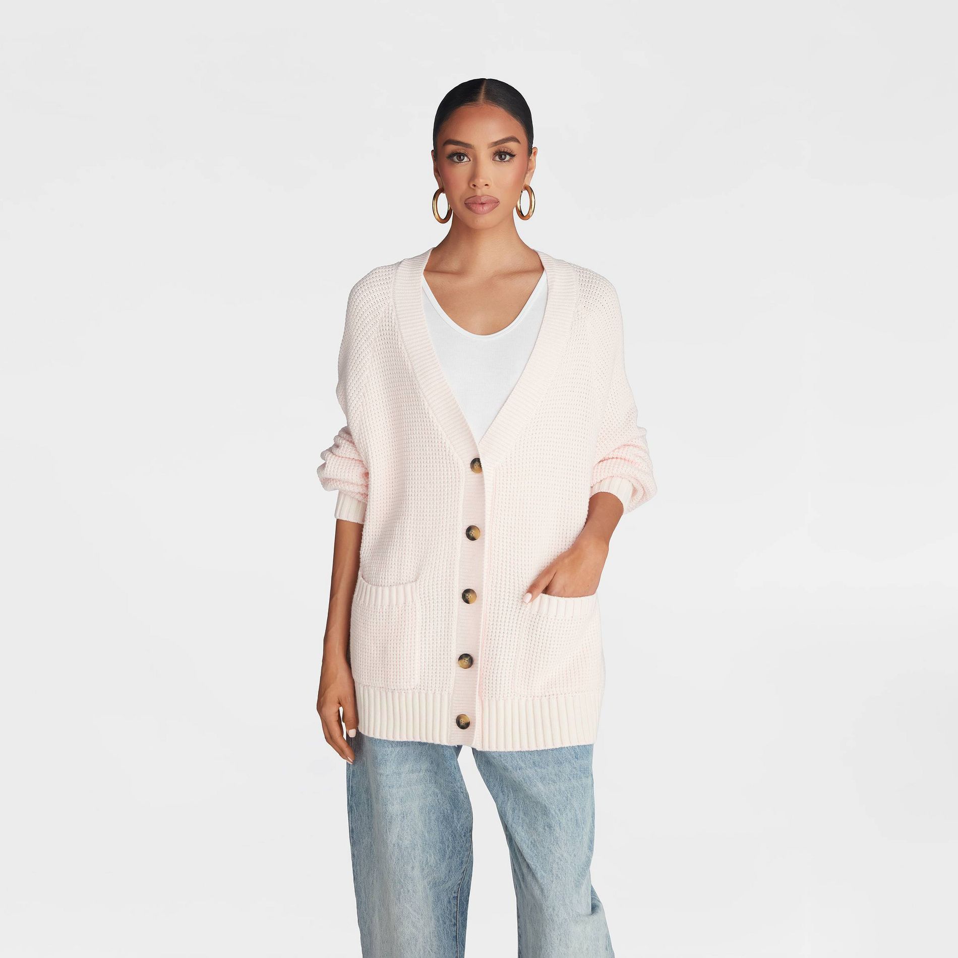 KBB by KAHLANA Women's 'The Letterman Cardigan' - Pink