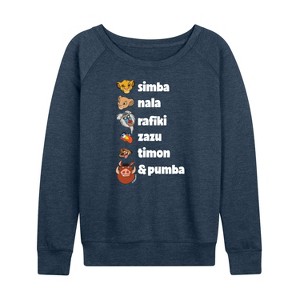 Women's - Disney - Main Characters Lightweight French Terry Wide Neck Long Sleeve Shirt - 1 of 4