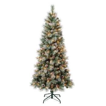 National Tree Company First Traditions Pre-Lit Perry Pine Hinged Artificial Christmas Tree Clear Lights