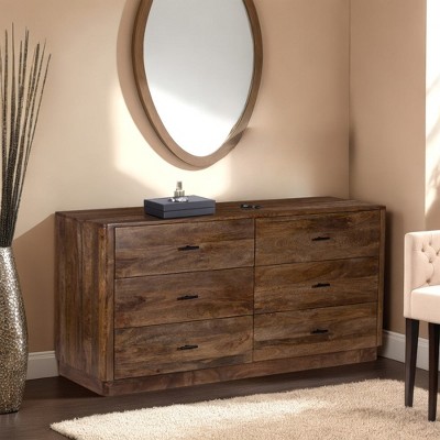 Royal Hampton 6-Drawer Solid Mango Wood Dresser Furniture, 60 Inch