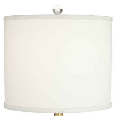 Elegant Hexagonal Crystal Glass Table Lamp with White Drum Shade