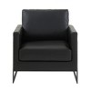 LeisureMod Lincoln Faux Leather Accent Chair with Black Steel Frame - 3 of 4
