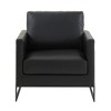 LeisureMod Lincoln Accent Arm Chair Upholstered in Faux Leather with Black Steel Frame - image 3 of 4