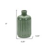 HomeRoots 9" Green Terracotta Striped Bud Table Vase - 3 of 4