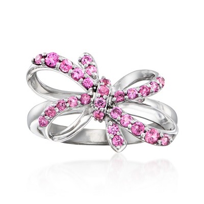 Ross-Simons 0.70 ct. t.w. Rhodolite Garnet Bow Ring in Sterling Silver