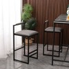 Modern Counter Height Stools Set Of 2, PU Leather Bar Stools With Metal Footrest, Kitchen Armless Upholstered Stools With Back For  Home Bar - 2 of 4