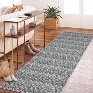 Acekool 5x7 Braided Print Machine Washable Area Rug, Non-Slip Low Pile Accent Carpet, Soft Textured Throw for Living Room Bedroom, Grey - 1 of 4