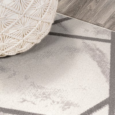 Grey Geometric Abstract 4' x 6' Easy-Care Synthetic Area Rug