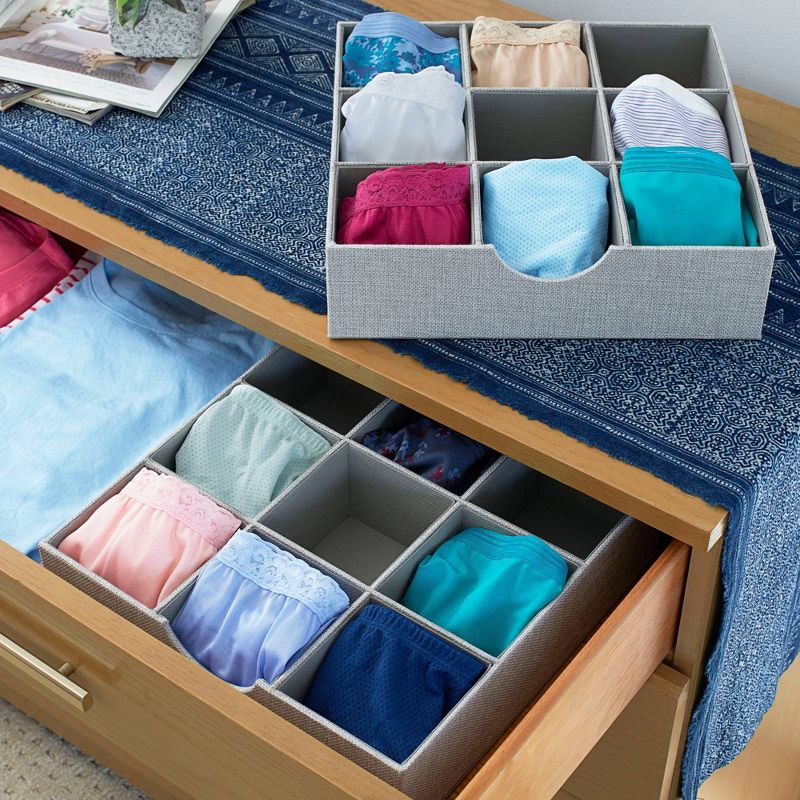 Household Essentials 9 Section Hard-Sided Drawer Organizer Silver, 3 of 10