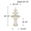 Formentera 45 1/4" High Large Italian Outdoor Decor Off-White Ceramic Floor Fountain with Light LED 3-Tier Outside Garden Patio Yard - 4 of 4