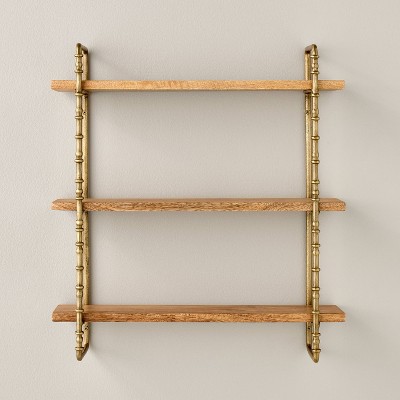 Turned Brass and Wood Wall Shelf - Hearth & Hand™ with Magnolia