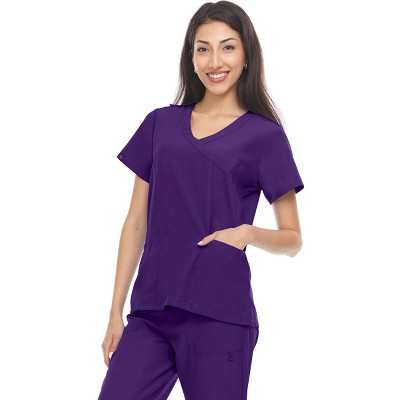 Hey Collection Women's Stretch Mock Neck Medical Scrub Top with Princess Seam
