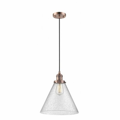 Cone - 1 Light Cord Hung Mini Pendant In Industrial Style-14 Inches Tall and 12 Inches Wide