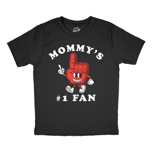 Youth Funny T Shirts Mommys Number 1 Fan Sarcastic Mothers Day Graphic Novelty Tee For Kids - Crazy Dog Youth T Shirt Gift for Mom - 1 of 4