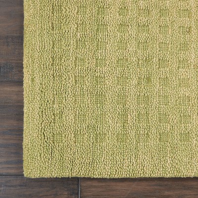Lush Green Handmade Wool Runner Rug 27" x 9"