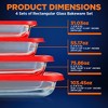 NutriChef 4 Sets of High Borosilicate Rectangular Glass Bakeware Set with PE Lid (Red) - 2 of 4