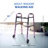 Lumex Everyday Adult Walker Lightweight, Foldable Walking Aid, 5 Inch Front Wheels with Glide TipsSupports up to 300 Pound Weight Capacity, Plum - 2 of 4