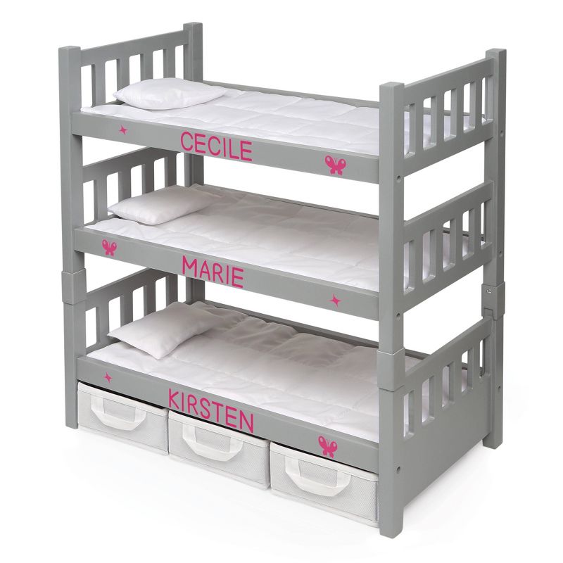Badger Basket 1-2-3 Convertible Doll Bunk Bed with Baskets and Free Personalization Kit  - Executive Gray, 2 of 9