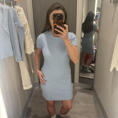 Women's Short Sleeve Rib Mini Sweater Dress - Universal Thread : Target