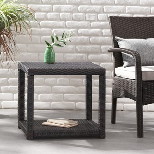 MAYEERTY Wooden Coffee Table, 2-Tier Round Central Cocktail Table with Shelves - 1 of 4