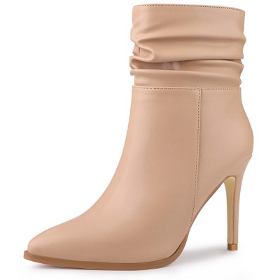 Perphy Women's Slouching Style Pointed Toe Stiletto Heel Ankle Boots
