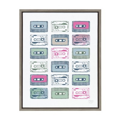 18" x 24" Sylvie Cassettes Framed Canvas Wall Art by Statement Goods Gray - Kate and Laurel: Modern Decor, Vertical Screen Print