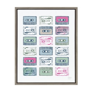 18" x 24" Sylvie Cassettes Framed Canvas Wall Art by Statement Goods Gray - Kate and Laurel: Modern Decor, Vertical Screen Print - 1 of 4