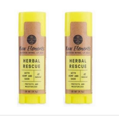 Raw Elements Mineral Herbal Rescue Lip Balm - 2ct/0.15oz