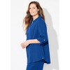 Catherines Women's Plus Size Anywear Pucker Cotton Buttonfront Roll Tab Shirt - 4 of 4