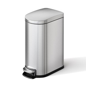 Metal Trash Can with Lid - Step-on Kitchen Garbage Bin, Rustproof, Waterproof with Inner Bucket & Soft Close Lid - 1 of 4
