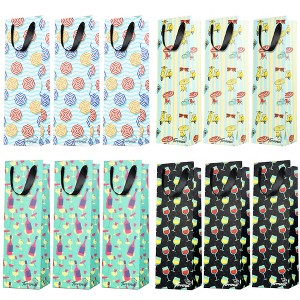 Tirrinia 12pcs Wine Gift Bag, Silk Handles Recyclable Paper Wine Bottle Bag, Bulk Set for Wedding, Business Parties, Christmas, Thanksgiving - 1 of 1