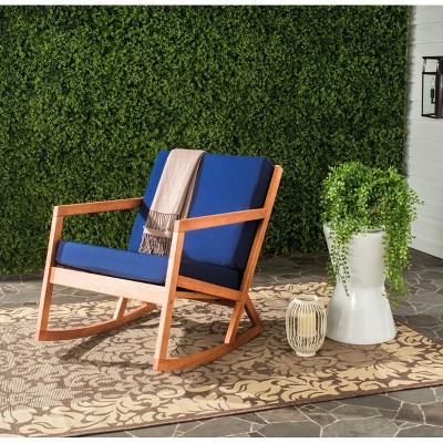 Eucalyptus Wood Brown Rocking Chair with Cushions