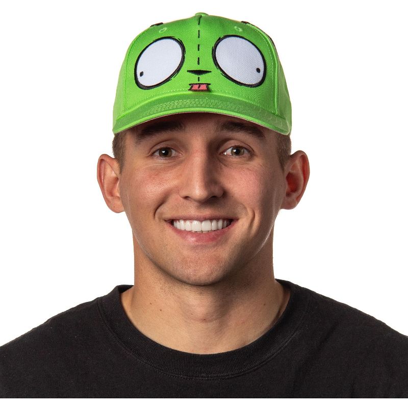 Nickelodeon Invader Zim Adult Gir Face with Ears Snapback Hat for Men and Women Green, 3 of 8
