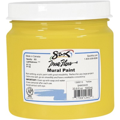 Sax True Flow Acrylic Mural Paint, 33.8 oz Plastic Container, Yellow