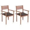 vidaXL Garden Chair Set of 2 Natural teak Solid teak wood Standard - 2 of 4