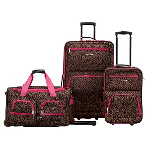 Rockland Spectra 3pc Luggage Set - Pink Leopard, Size: Small, MultiColored
