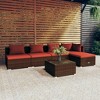 vidaXL 6-Piece Outdoor Patio Lounge Set with Cushions- Water Resistant PE Rattan Lounge Set, Modular Assembly, Brown & Cinnamon Red - 2 of 4