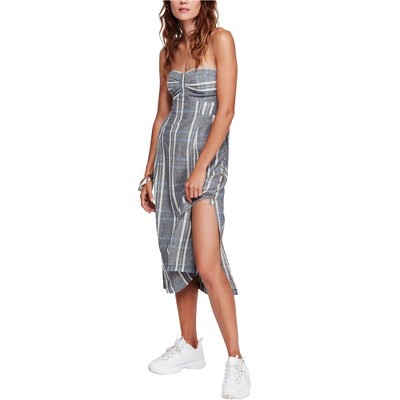 Free People Womens Plaid Strapless Dress
