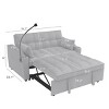 Compact Modern Velvet Convertible Loveseat Sofa Bed with USB Charging Port and Adjustable Reclining Back for Small Spaces -3irtyhousy - 4 of 4