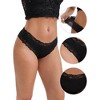 INSPIRE CHIC Women's Lace Trim Mid-Waisted Ribbed Seamless Comfortable Stylish Regular Fit Solid Panties - 3 of 4
