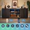 64'' Modern TV Stand with LED Lighting,Glass Doors,Vertical Stripe Panels,and Rounded Corners for Living Room or Entryway-Baofuwish - 2 of 4